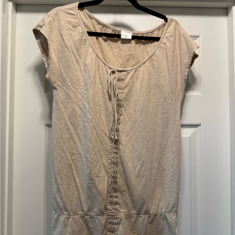 Motherhood Maternity Tan Cap Sleeve Tie Front Blouse